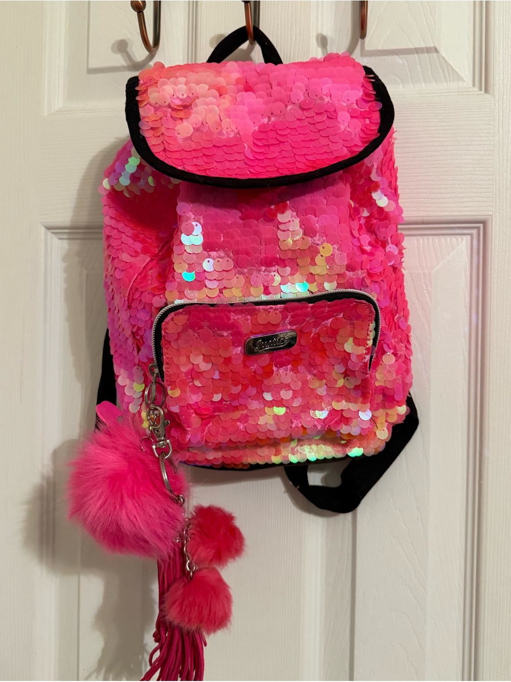 Justice Sequin Kids Backpack - Pink Sparkle like new